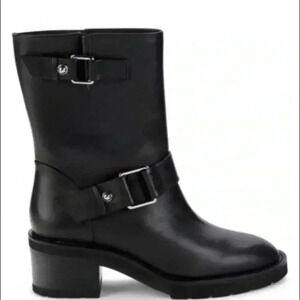 STUART WEITZMAN BOOTS Boulevard Moto Bootie Black Leather Women’s Size 10